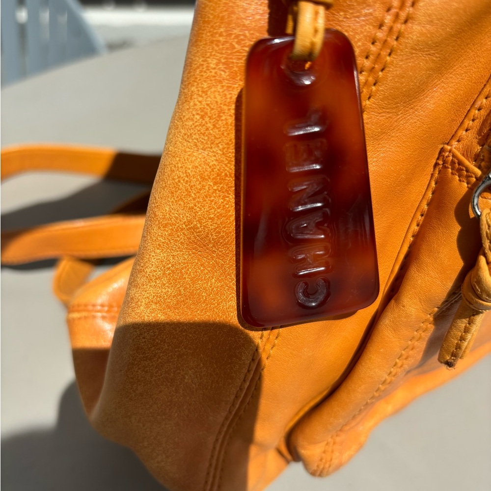 CHANEL Orange Lambskin backpack - Picture 8 of 17